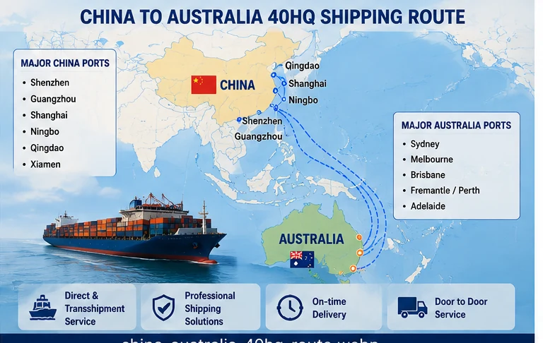 Container shipping route from China to Australia