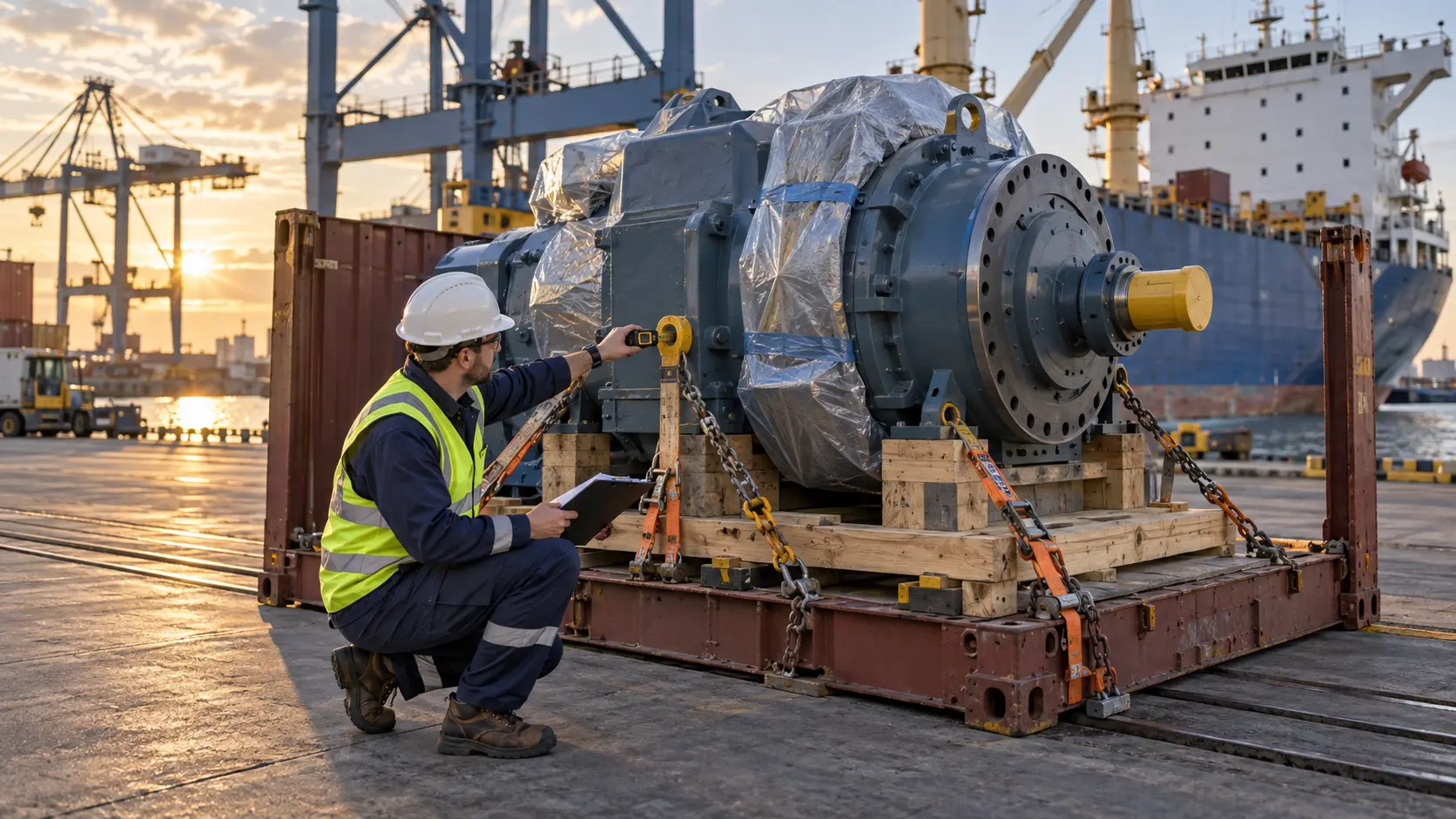 A project cargo specialist checks dimensions, lifting points and securing arrangements