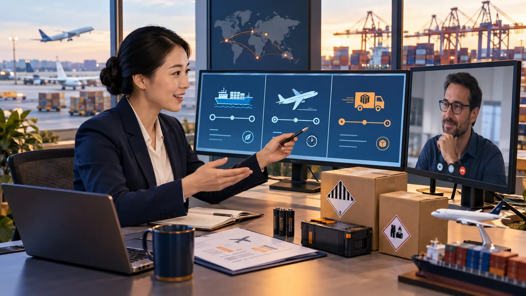 TengYoda coordinator comparing compliant sea and air options with an overseas importer