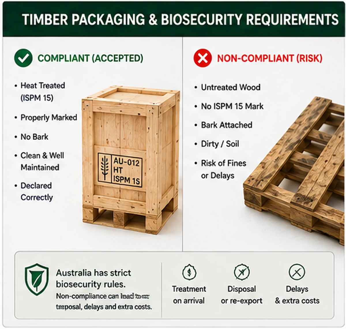 Timber packaging and Australian biosecurity requirements for imports from China