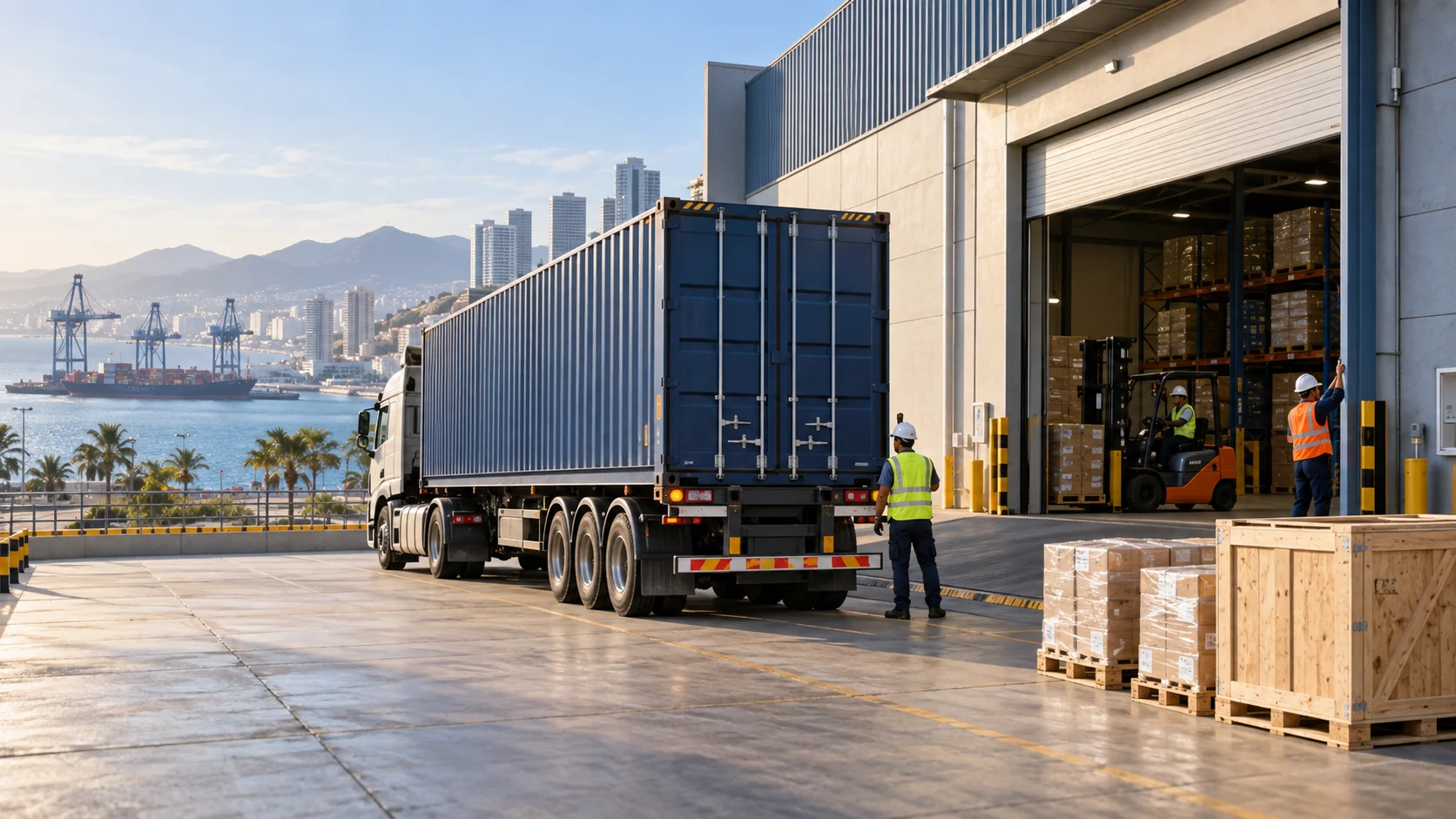 Consolidated container cargo arriving at an importer's warehouse in South America