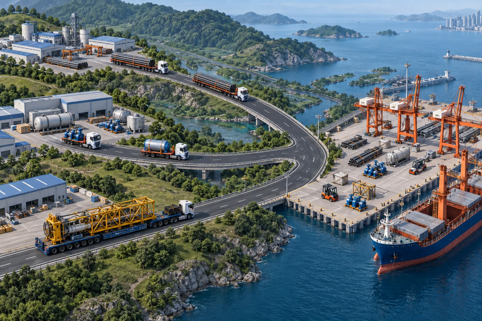 Multiple-origin HDD equipment collection and consolidation at a Chinese seaport